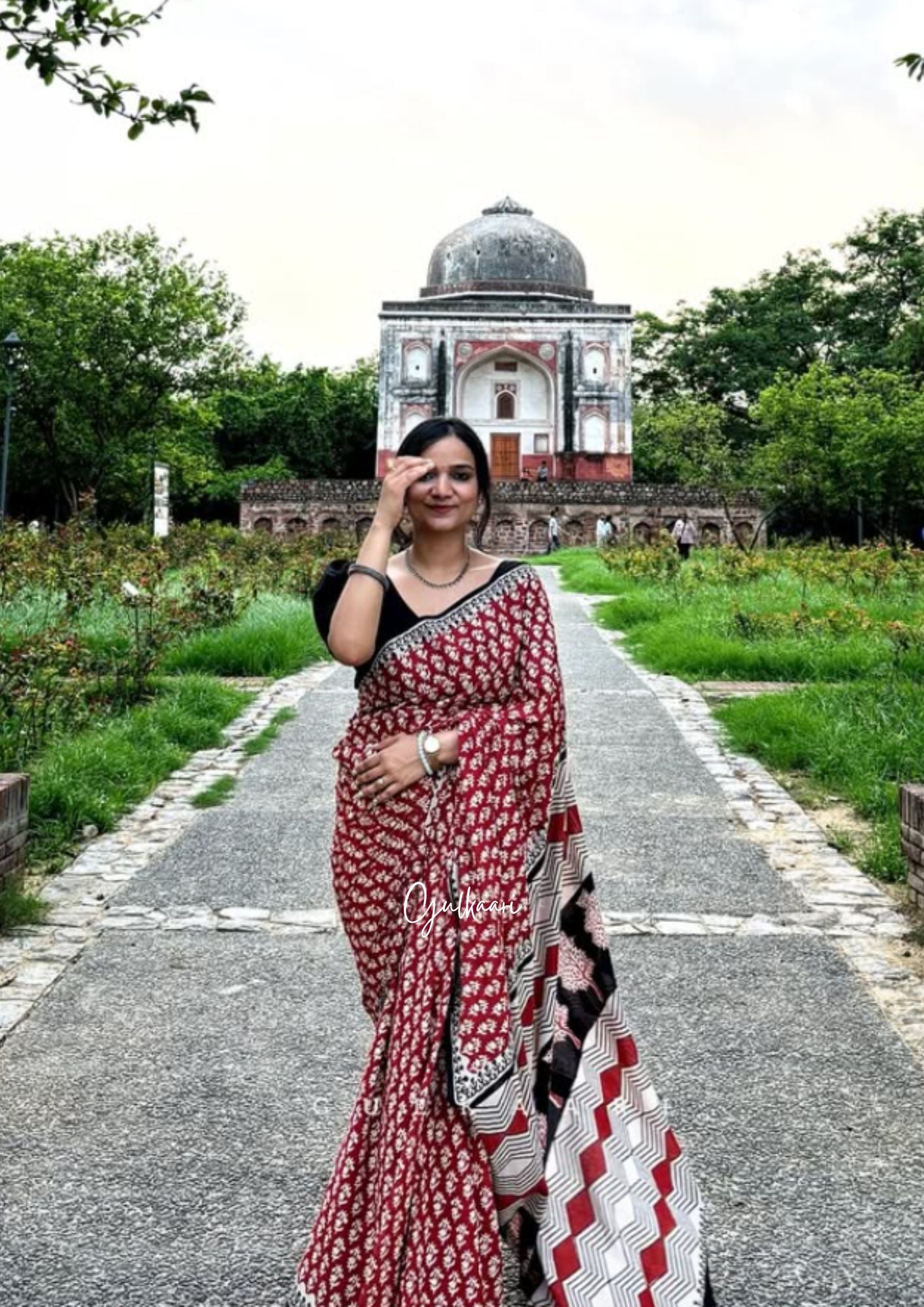 The Red Hansni - Hand-Block Prints Soft Mul Cotton Saree