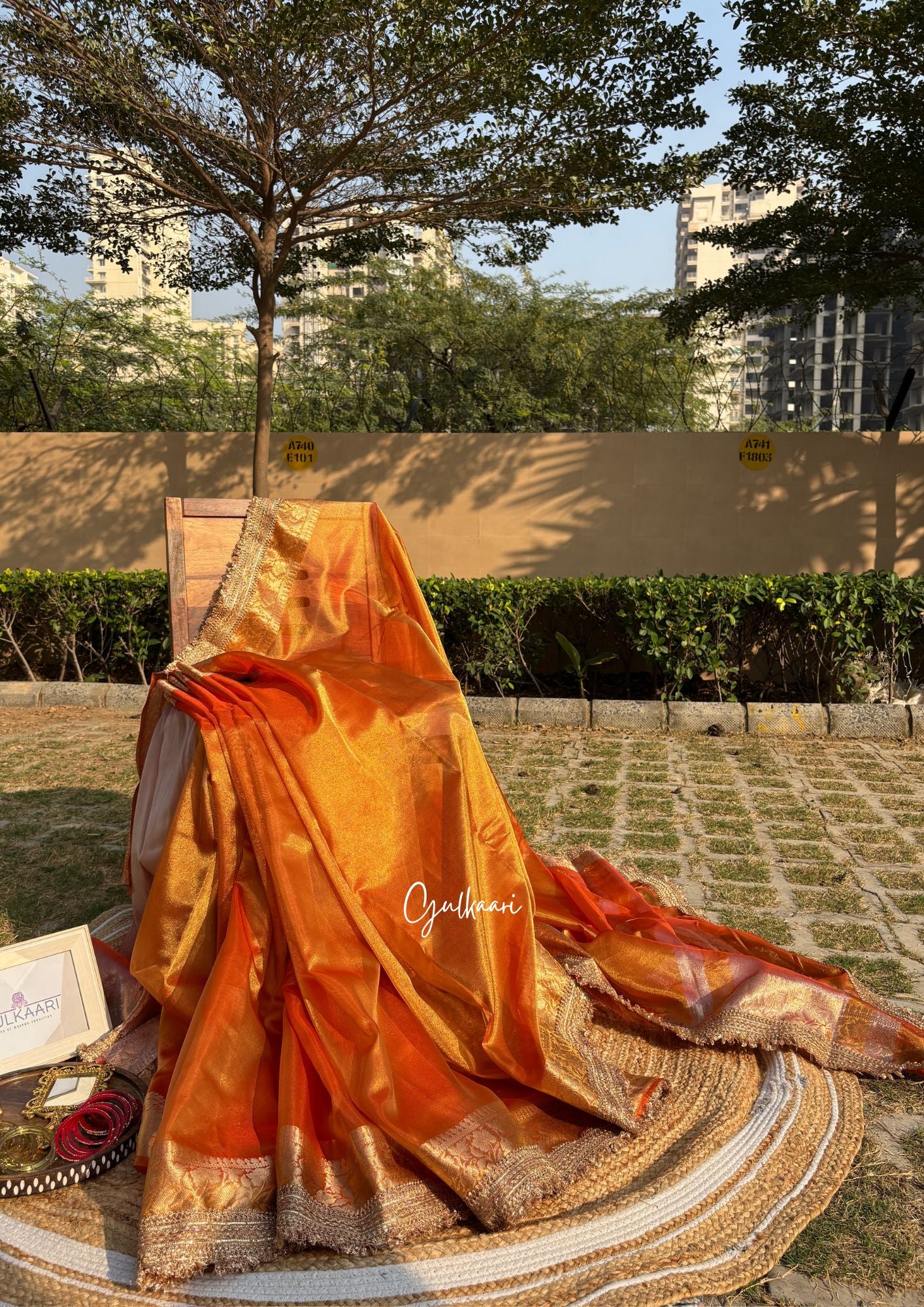 The Tangerine Orange - Tissue Banarasi silk from "The Sakhi Collection"