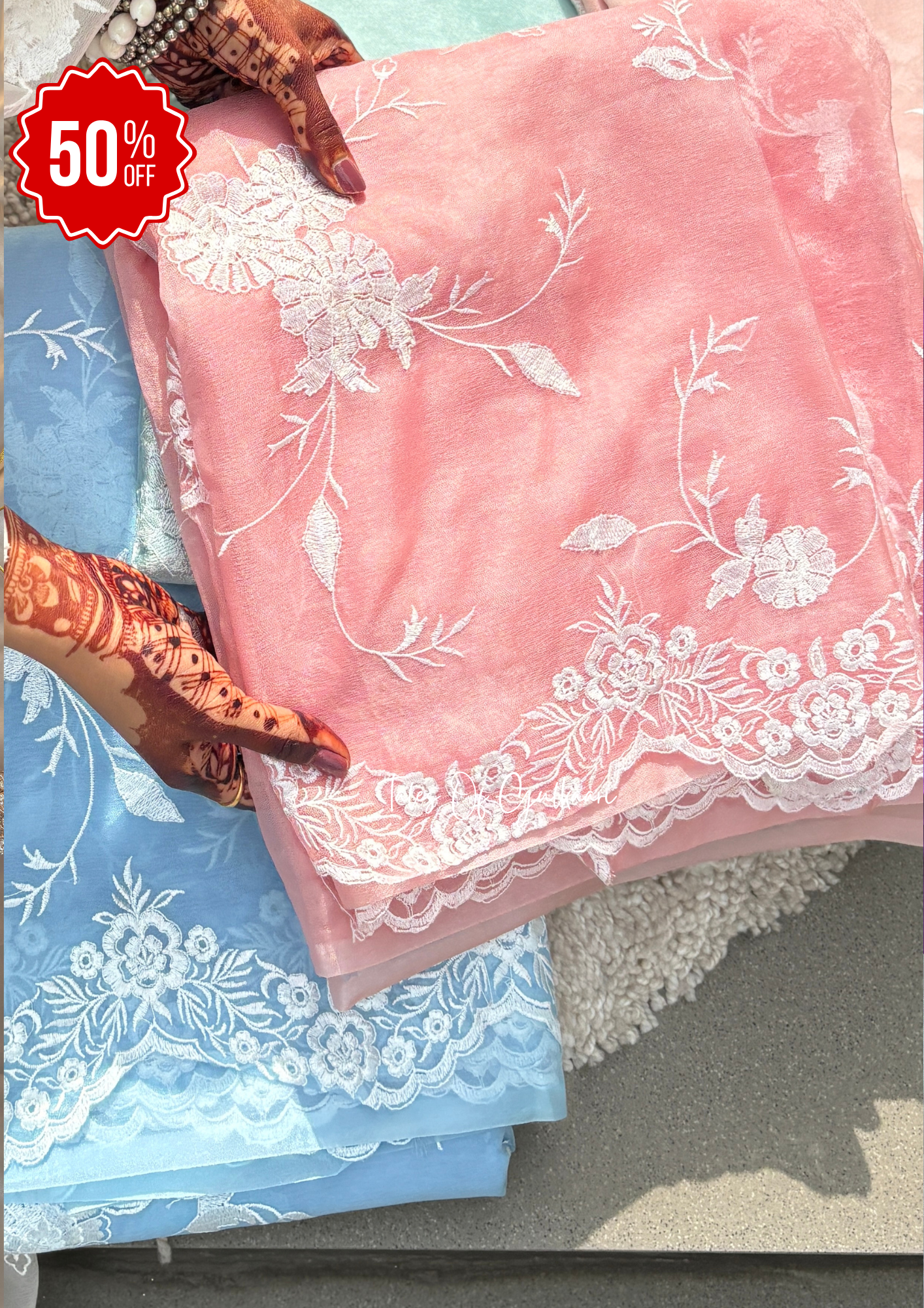 The Delicate Pastel Pink - Kora Organza Saree