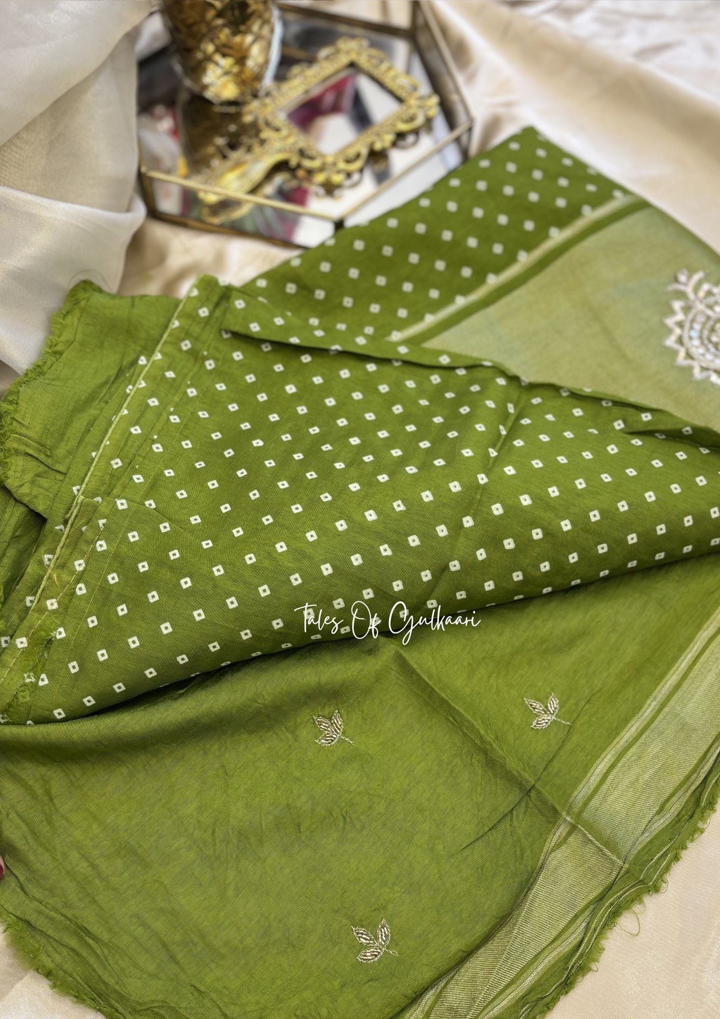 The Bandhej ~ Soft Uppada Silk Saree with Zari pallu ~ Green