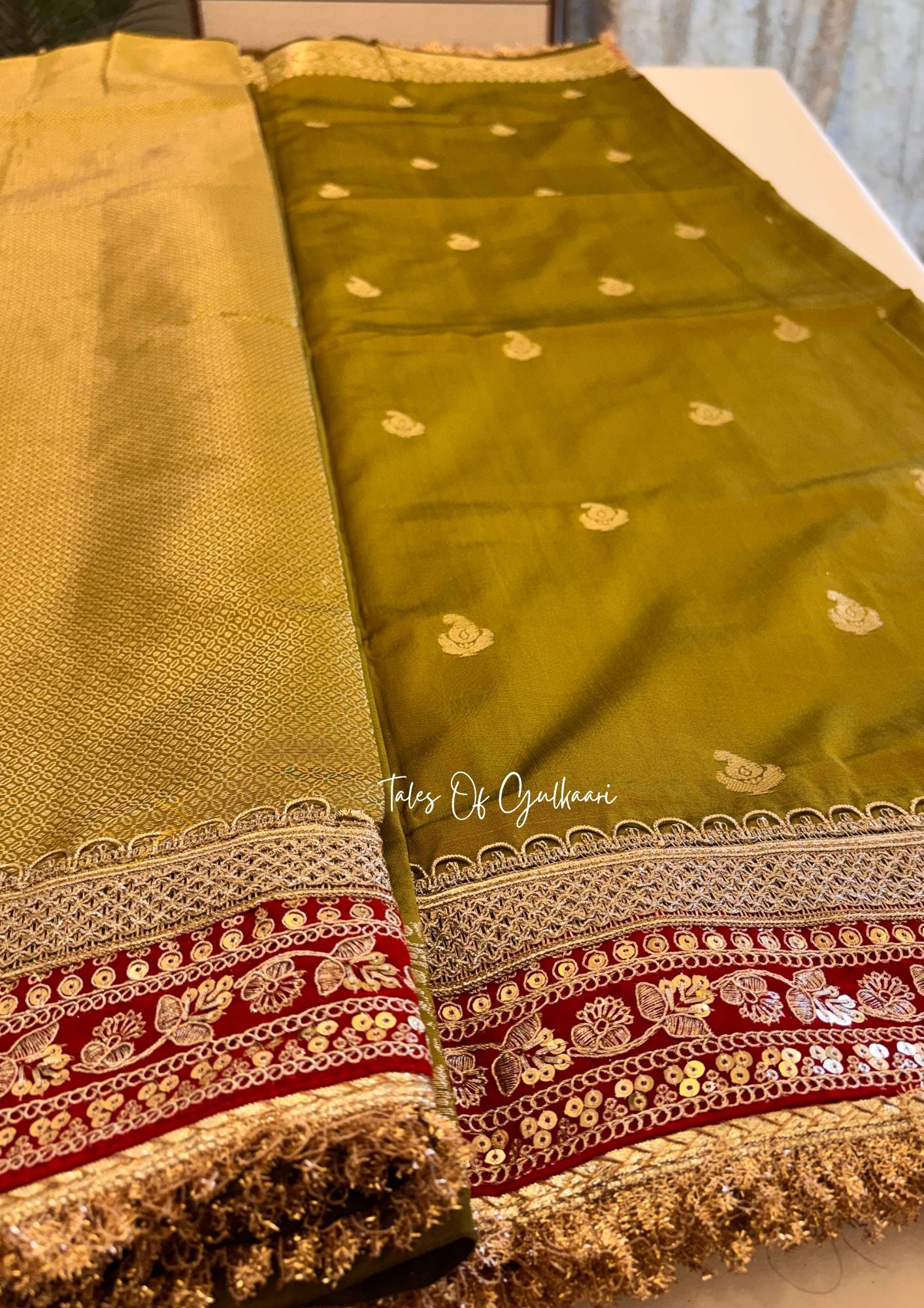 The Badhaai Ho – Bridal Soft Silk Saree in Green with Brocade Pallu & Lace Work