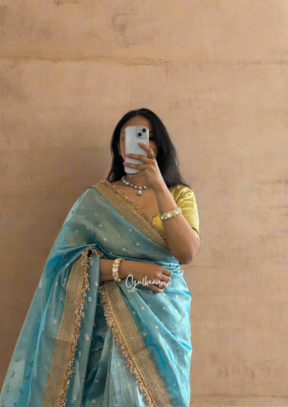 The Crystal Blue - Tissue Banarasi Silk from "The Rangeen Pitara" collection