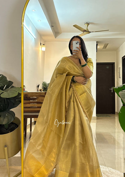 The Sunheri (Golden)- Tissue Banarasi silk from "The Sakhi Collection"