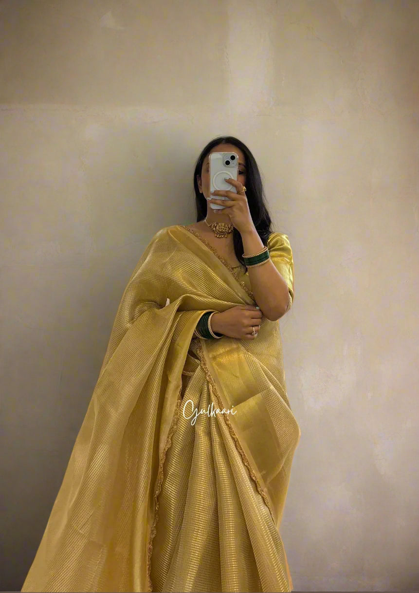 The Sunheri (Golden)- Tissue Banarasi silk from "The Sakhi Collection"