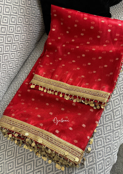 The Laal- Gehna (Red)- Tissue Banarasi silk from "The Sakhi Collection"