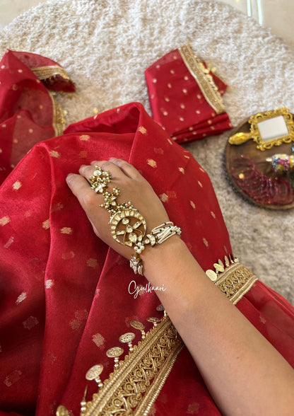 The Laal- Gehna (Red)- Tissue Banarasi silk from "The Sakhi Collection"