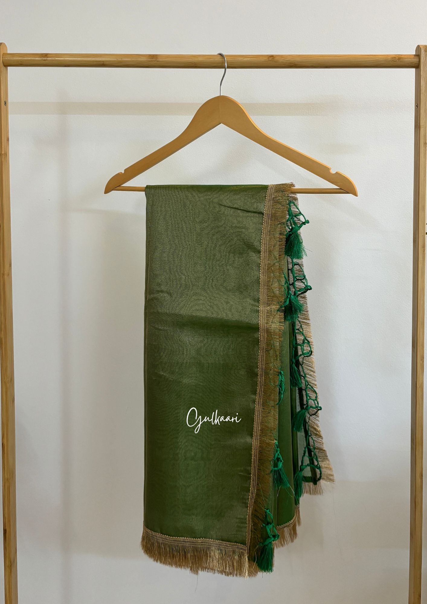 The Metallic Green Kiran Lace- Tissue Banarasi silk from "The Sakhi Collection"