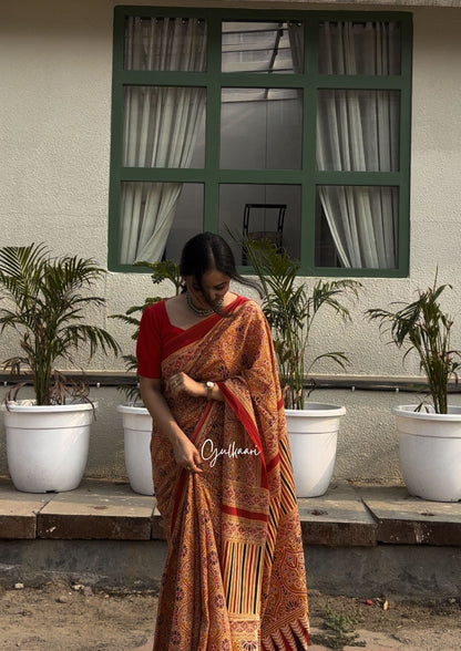 The Yellow Heaven - Hand-Block Prints Soft Mul Cotton Saree