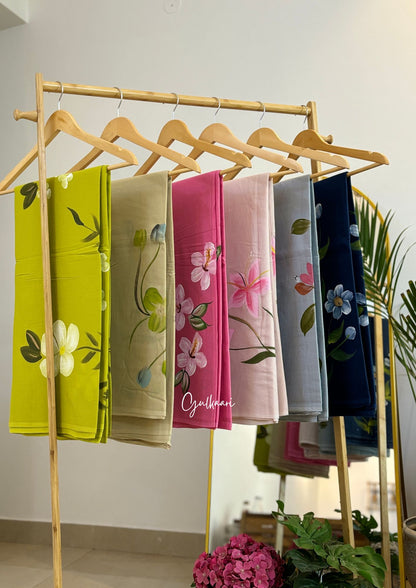 The Soft Beige - Hand-Painted Soft Mul Cotton Saree