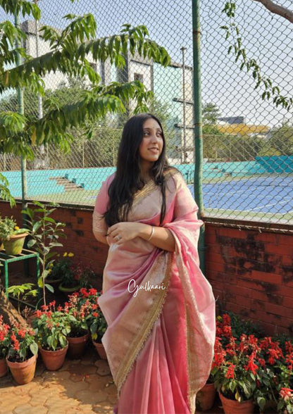 The Blush Pink- Tissue Banarasi silk from "The Sakhi Collection"