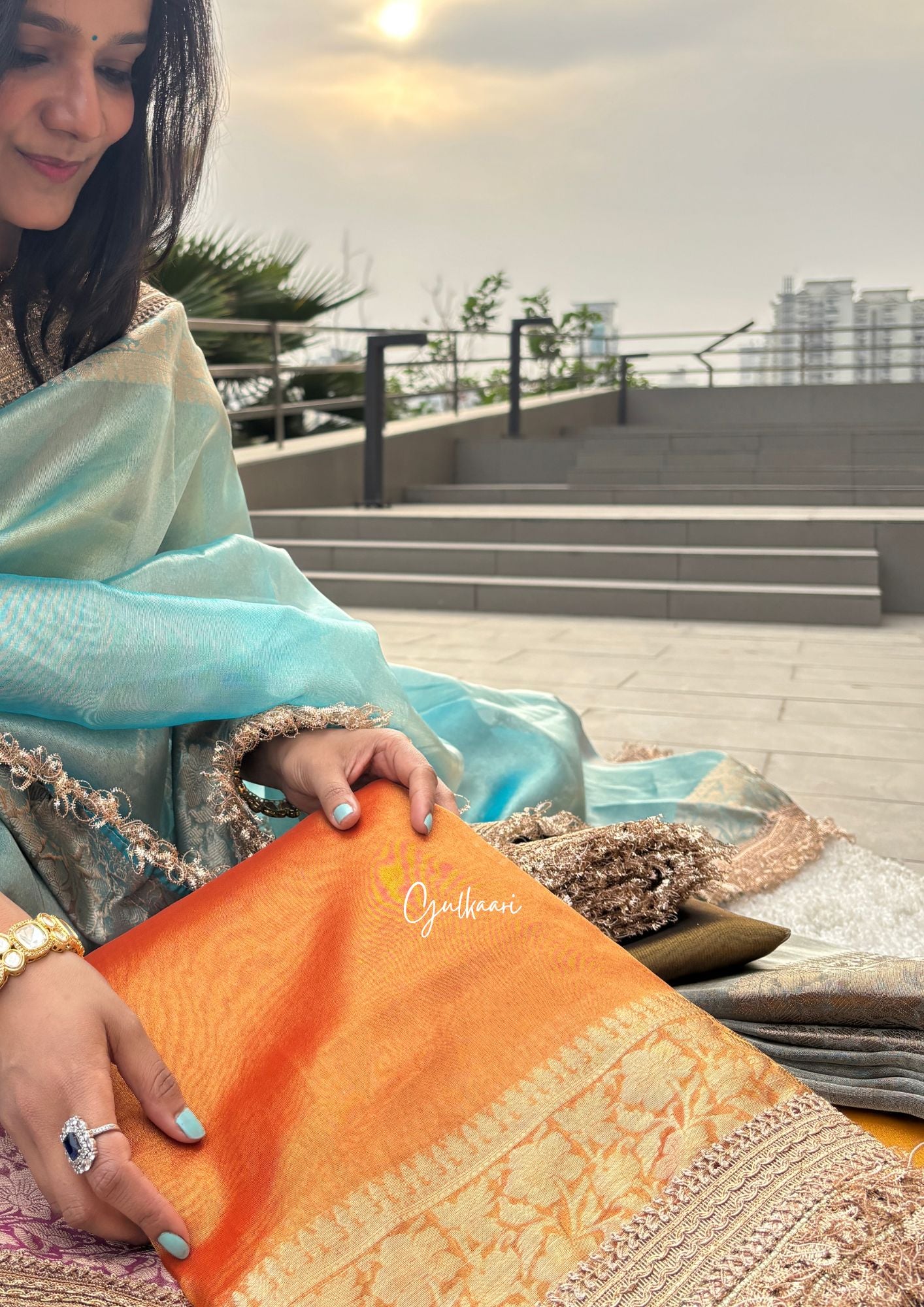The Tangerine Orange - Tissue Banarasi silk from "The Sakhi Collection"