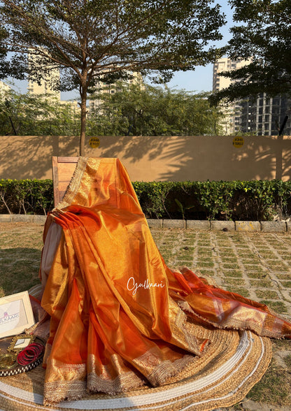 The Tangerine Orange - Tissue Banarasi silk from "The Sakhi Collection"