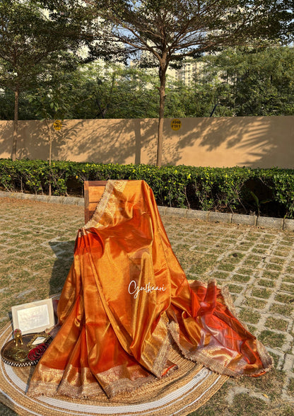 The Tangerine Orange - Tissue Banarasi silk from "The Sakhi Collection"