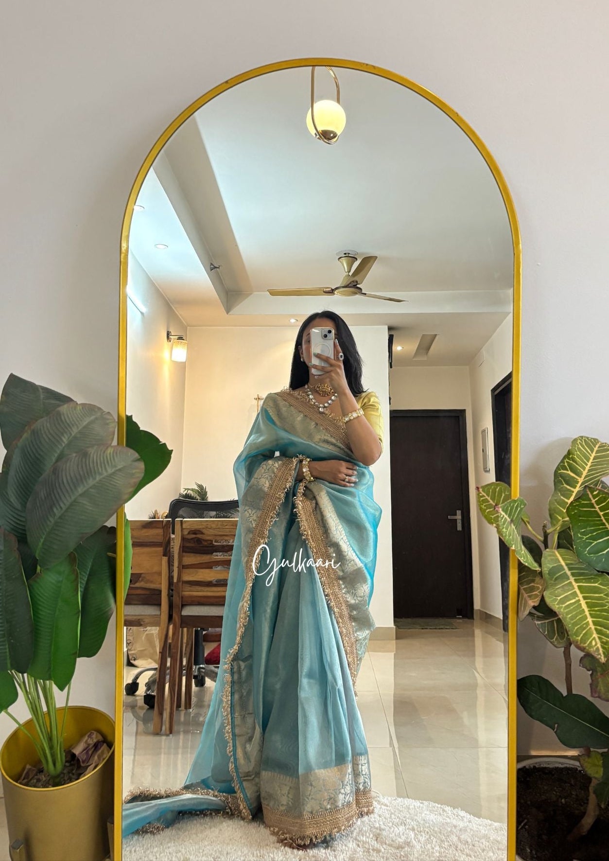 The Crystal blue- Tissue Banarasi silk from "The Sakhi Collection"