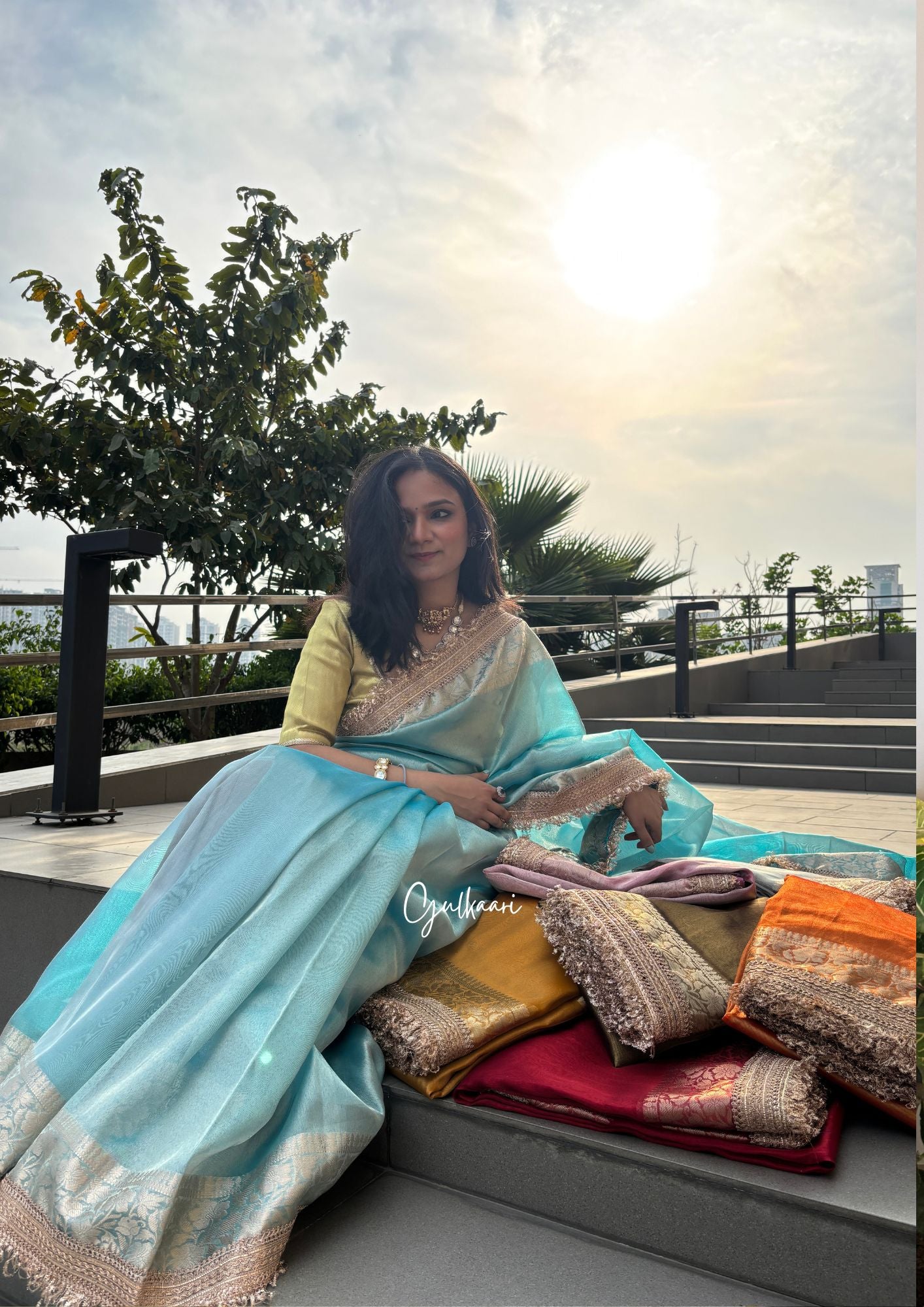 The Crystal blue- Tissue Banarasi silk from "The Sakhi Collection"