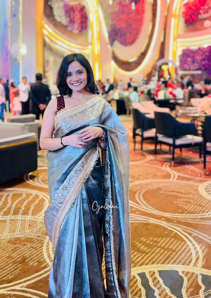 The Grey- Tissue Banarasi silk from The Sakhi Collection"