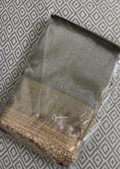 The Grey- Tissue Banarasi silk from The Sakhi Collection"