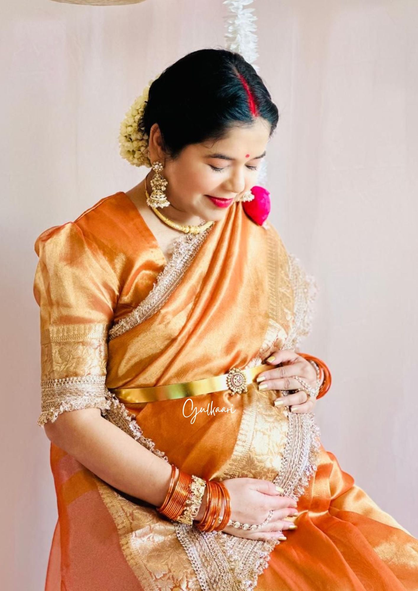 The Tangerine Orange - Tissue Banarasi silk from "The Sakhi Collection"