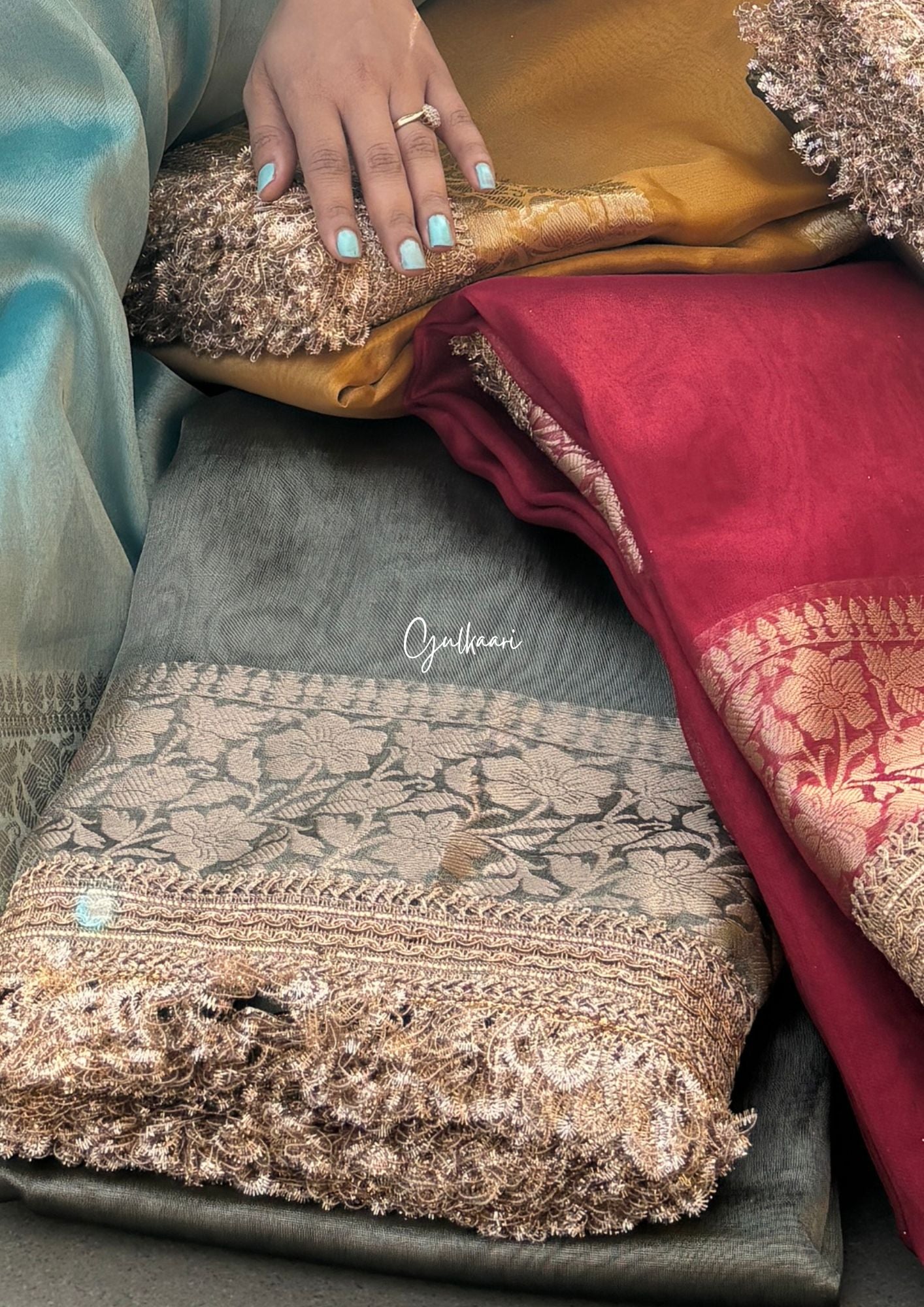 The Grey- Tissue Banarasi silk from The Sakhi Collection"