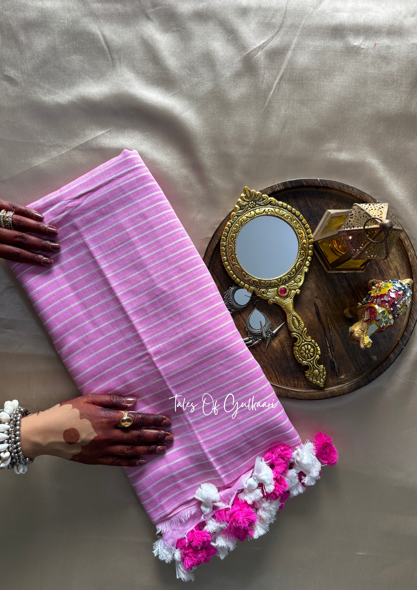 The Soft Pink -Striped Mulmul Cotton Saree