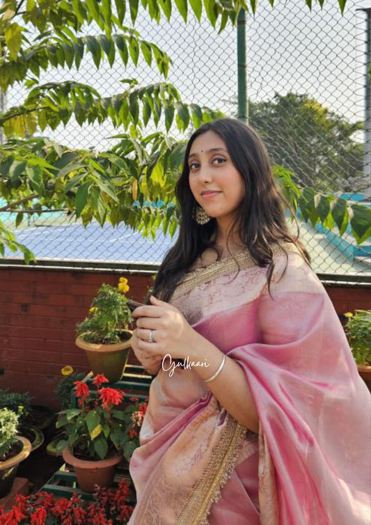 The Soft Blush Pink- Tissue Banarasi silk from "The Sakhi Collection"