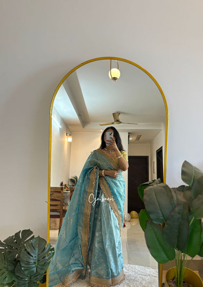 The Crystal Blue - Tissue Banarasi Silk from "The Rangeen Pitara" collection