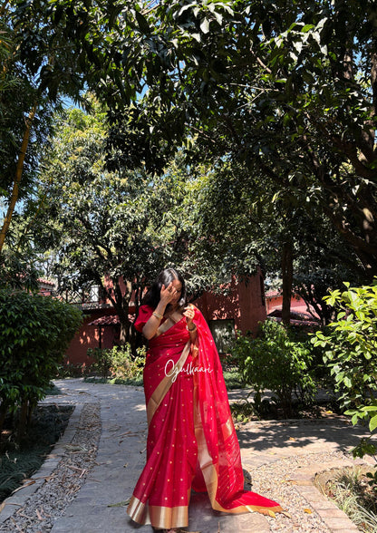 The Red- Soft Banarasi Silk Laal-Husn without Gotappati lace work
