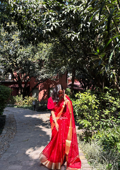 The Red- Soft Banarasi Silk Laal-Husn without Gotappati lace work