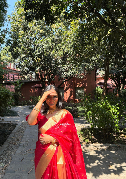 The Red- Soft Banarasi Silk Laal-Husn without Gotappati lace work