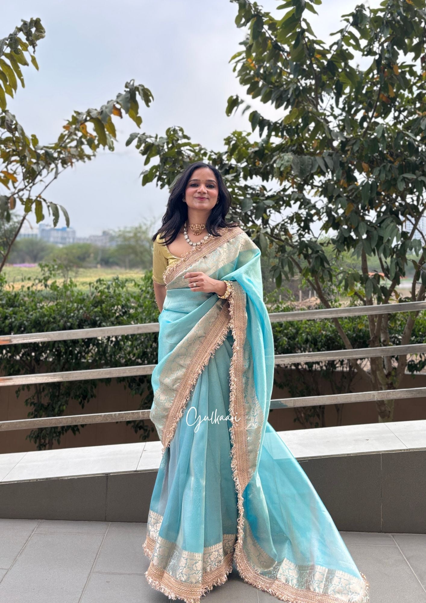 The Crystal blue- Tissue Banarasi silk from "The Sakhi Collection"