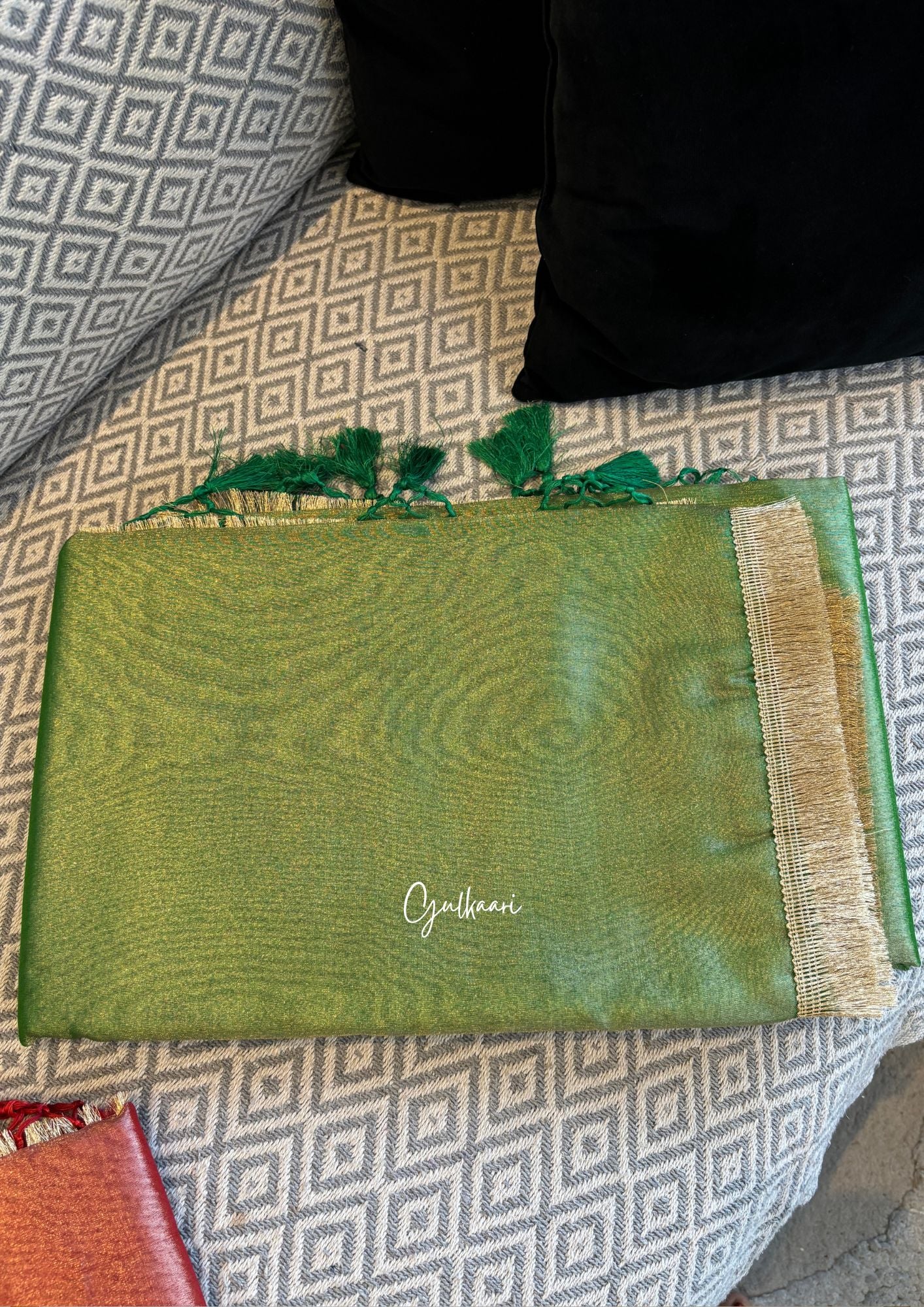 The Metallic Green Kiran Lace- Tissue Banarasi silk from "The Sakhi Collection"