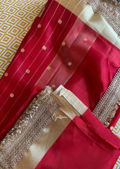 The Red- Soft Banarasi Silk Laal-Husn with Gotappati lace work