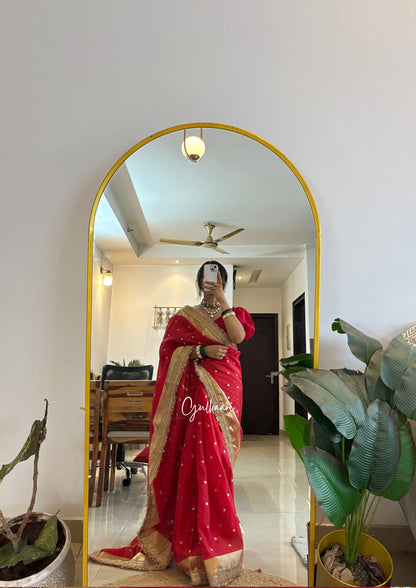 The Red- Soft Banarasi Silk Laal-Husn with Gotappati lace work