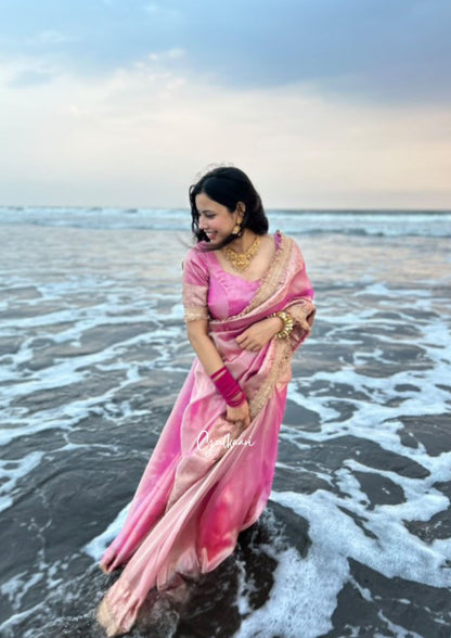 The Blush Pink- Tissue Banarasi silk from "The Sakhi Collection"