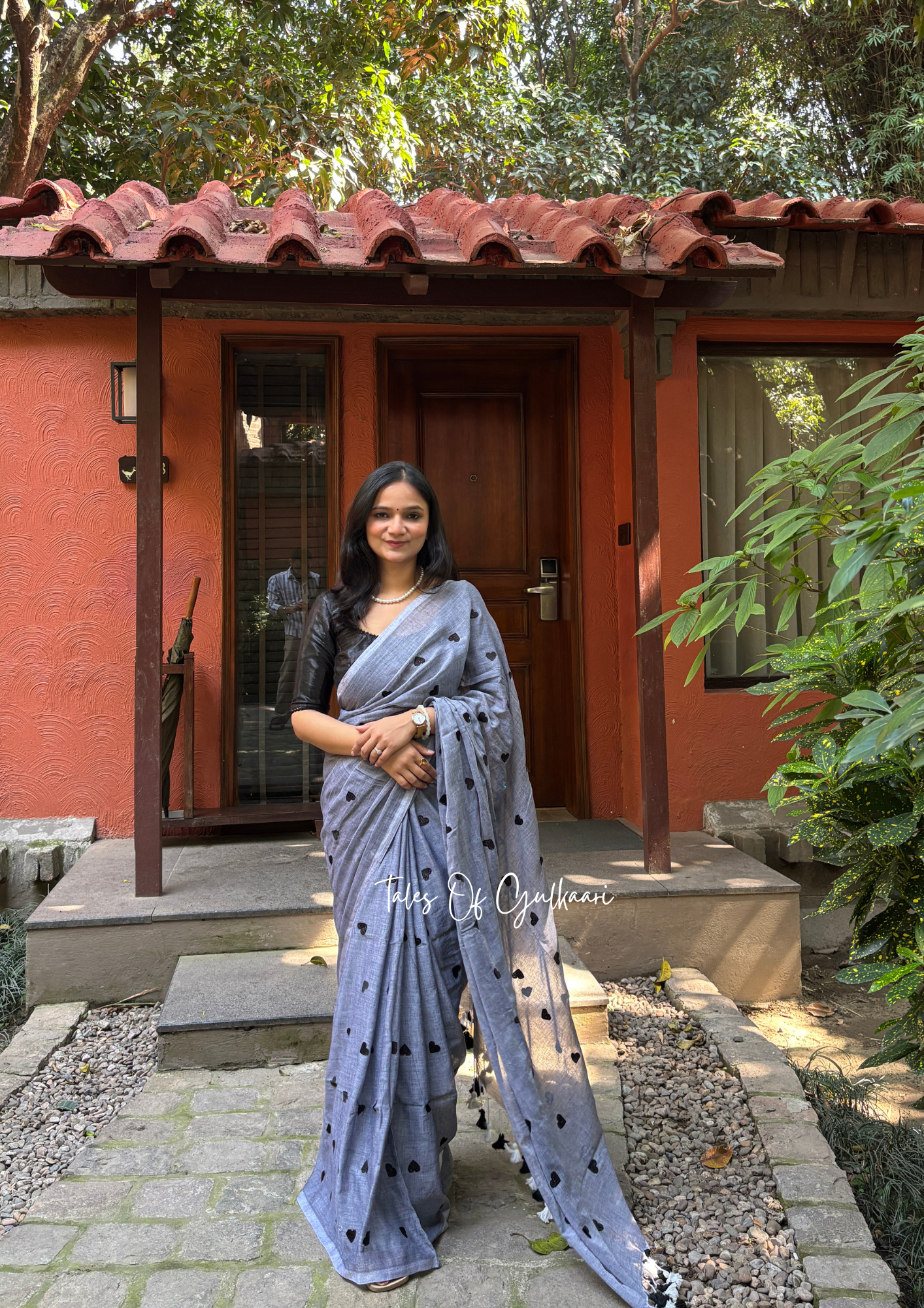 The Grey & Black Love - Mulmul Cotton Saree