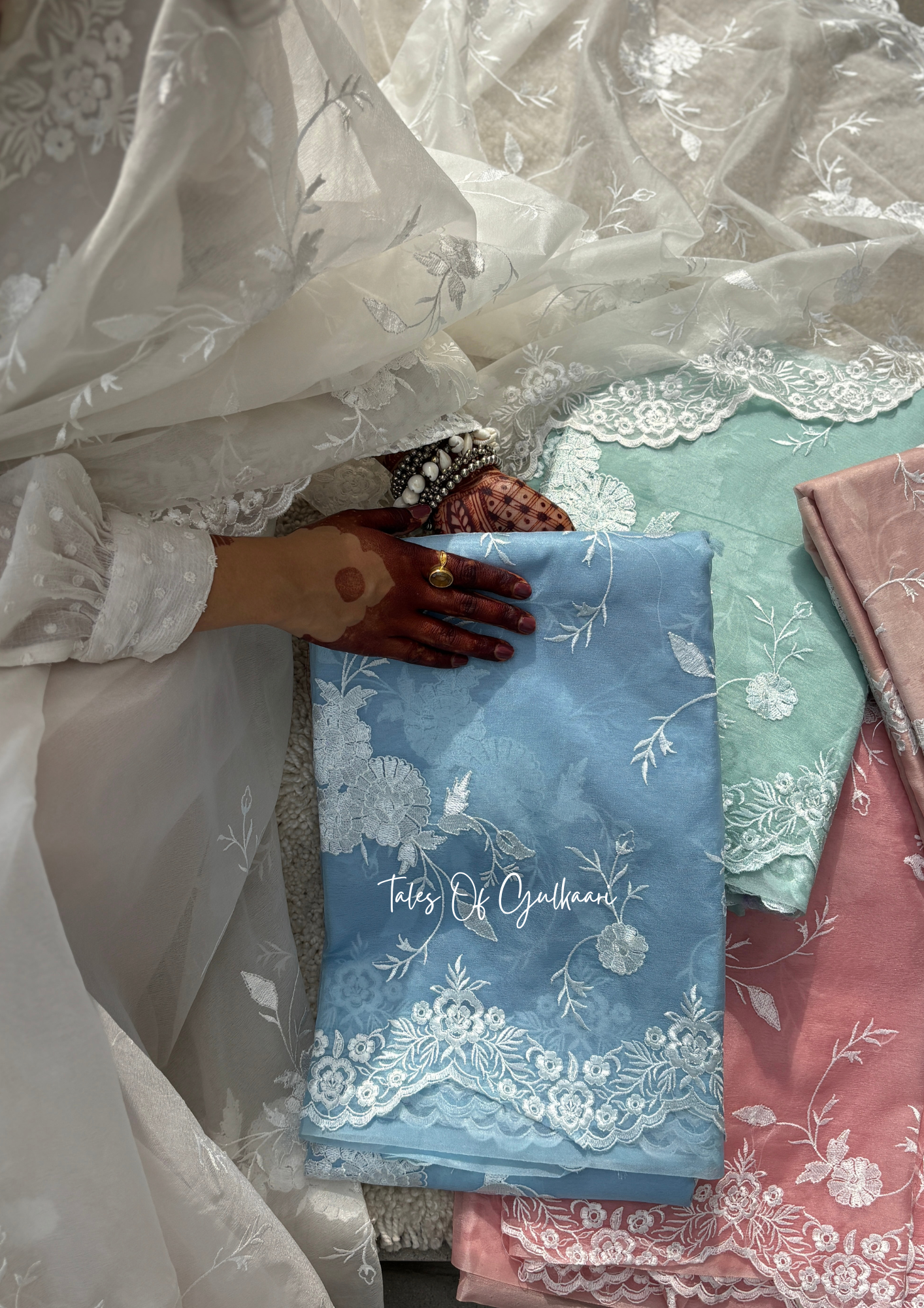 The Powder Blue - Kora Organza Saree