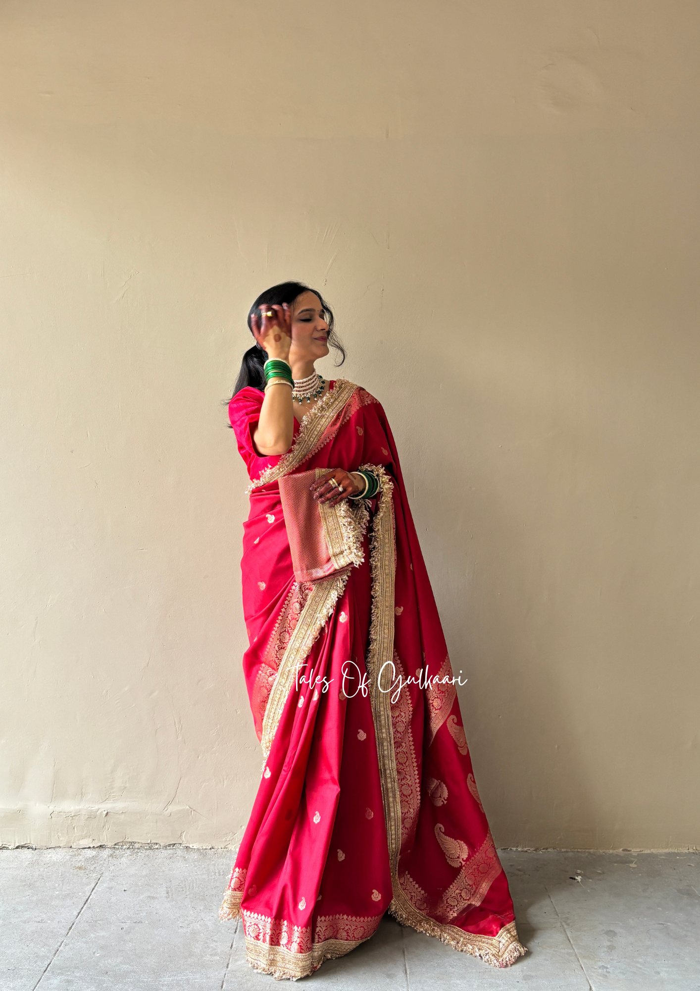 The Nazakat ~ Soft Silk Saree In Red with Lace Work