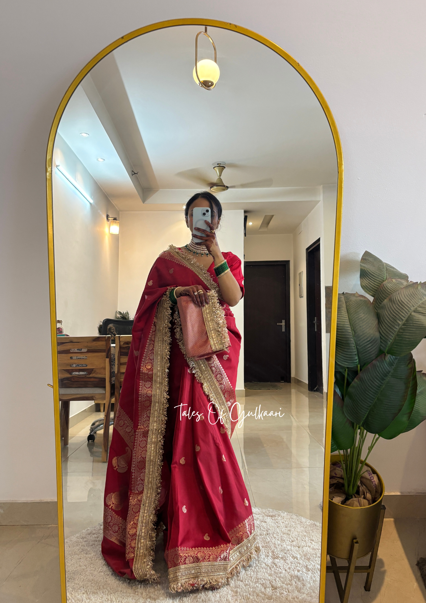 The Nazakat ~ Soft Silk Saree In Red with Lace Work
