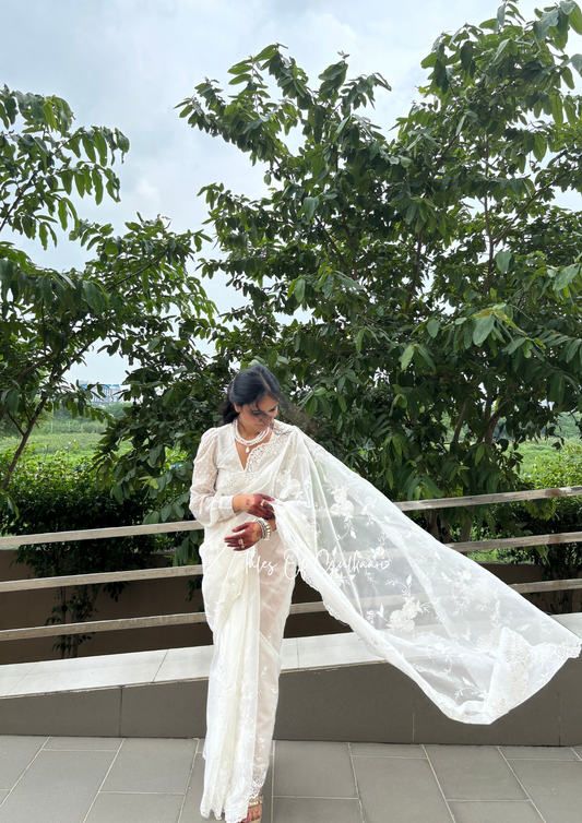 The Serene White - Kora Organza Saree
