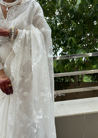 The Serene White - Kora Organza Saree