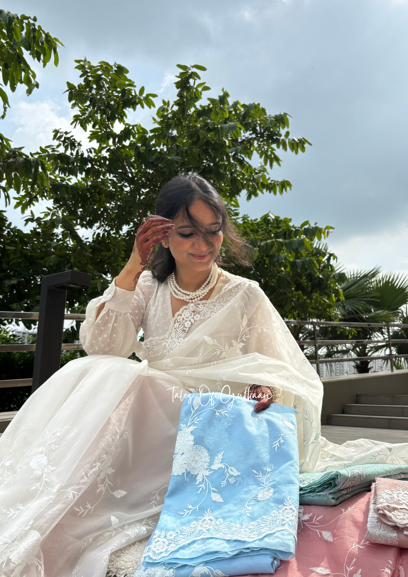 The Powder Blue - Kora Organza Saree