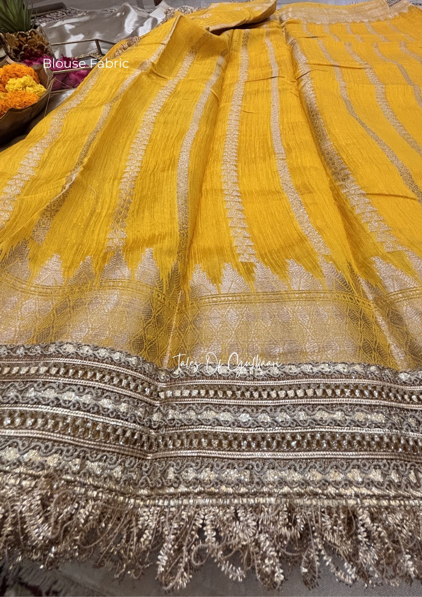 The “Mandap” Saree ~ Premium Ghiccha Cotton Saree In Yellow with Weaving Work