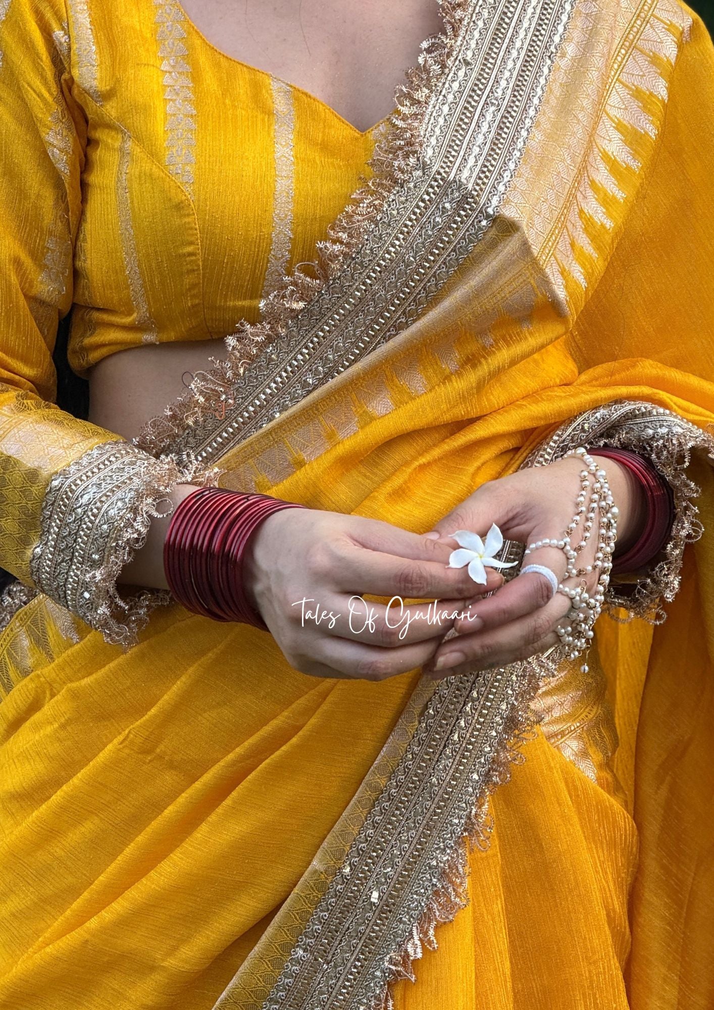 The “Mandap” Saree ~ Premium Ghiccha Cotton Saree In Yellow with Weaving Work
