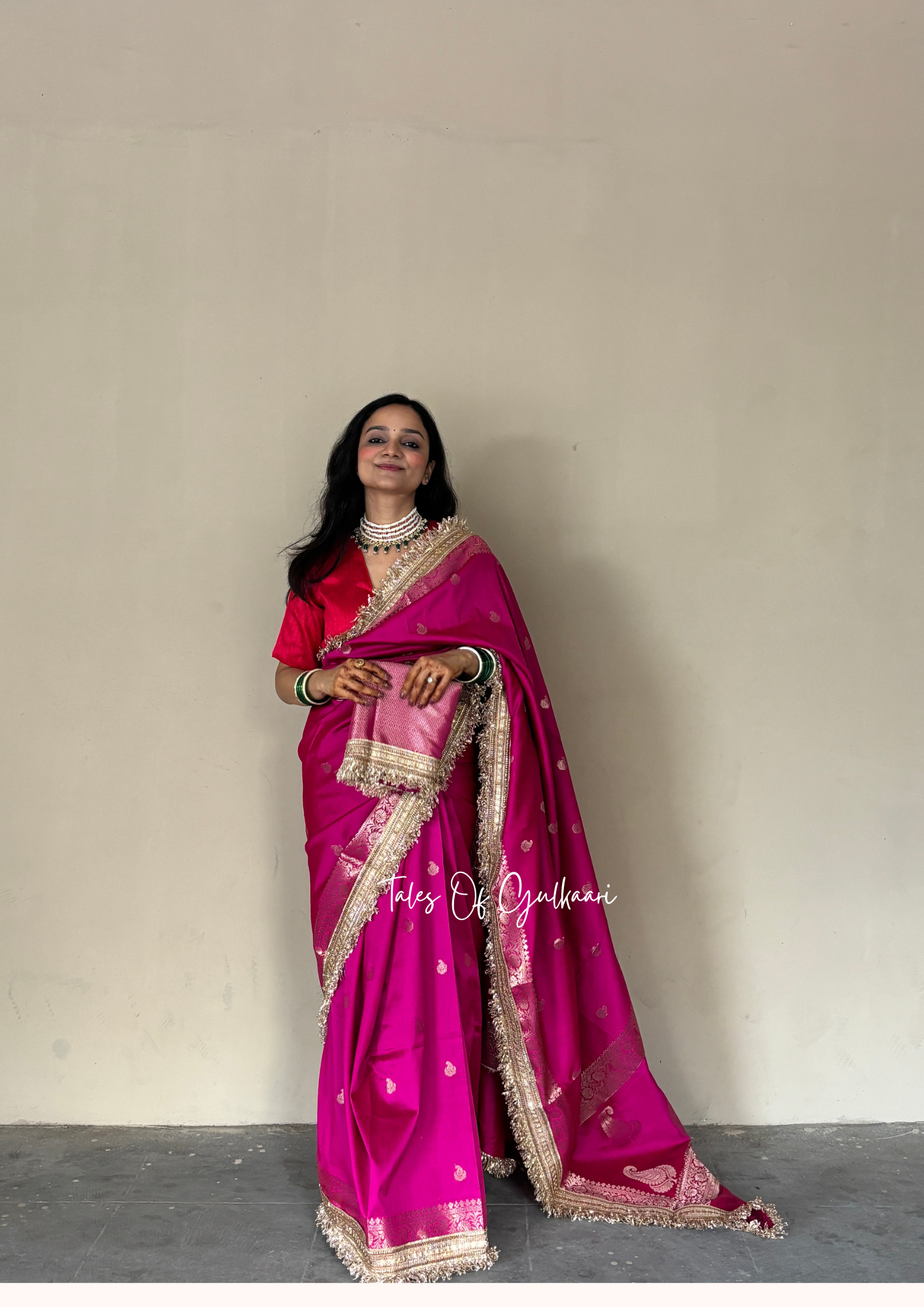 The Nazakat ~ Soft Silk Saree In Hot Pink with Lace Work