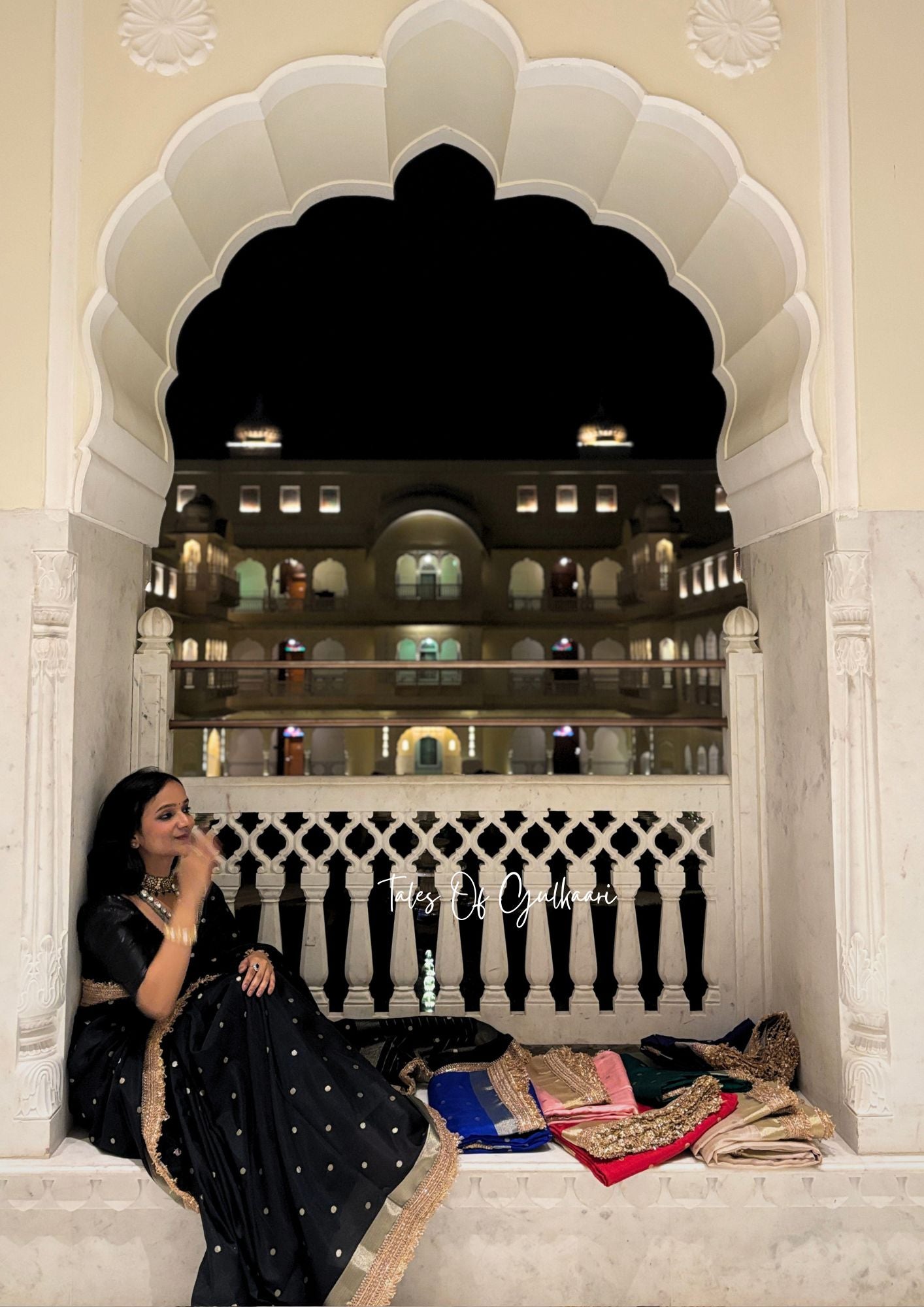 The Black - Soft Banarasi Silk from the Laal-Husn design with Gotappati lace work