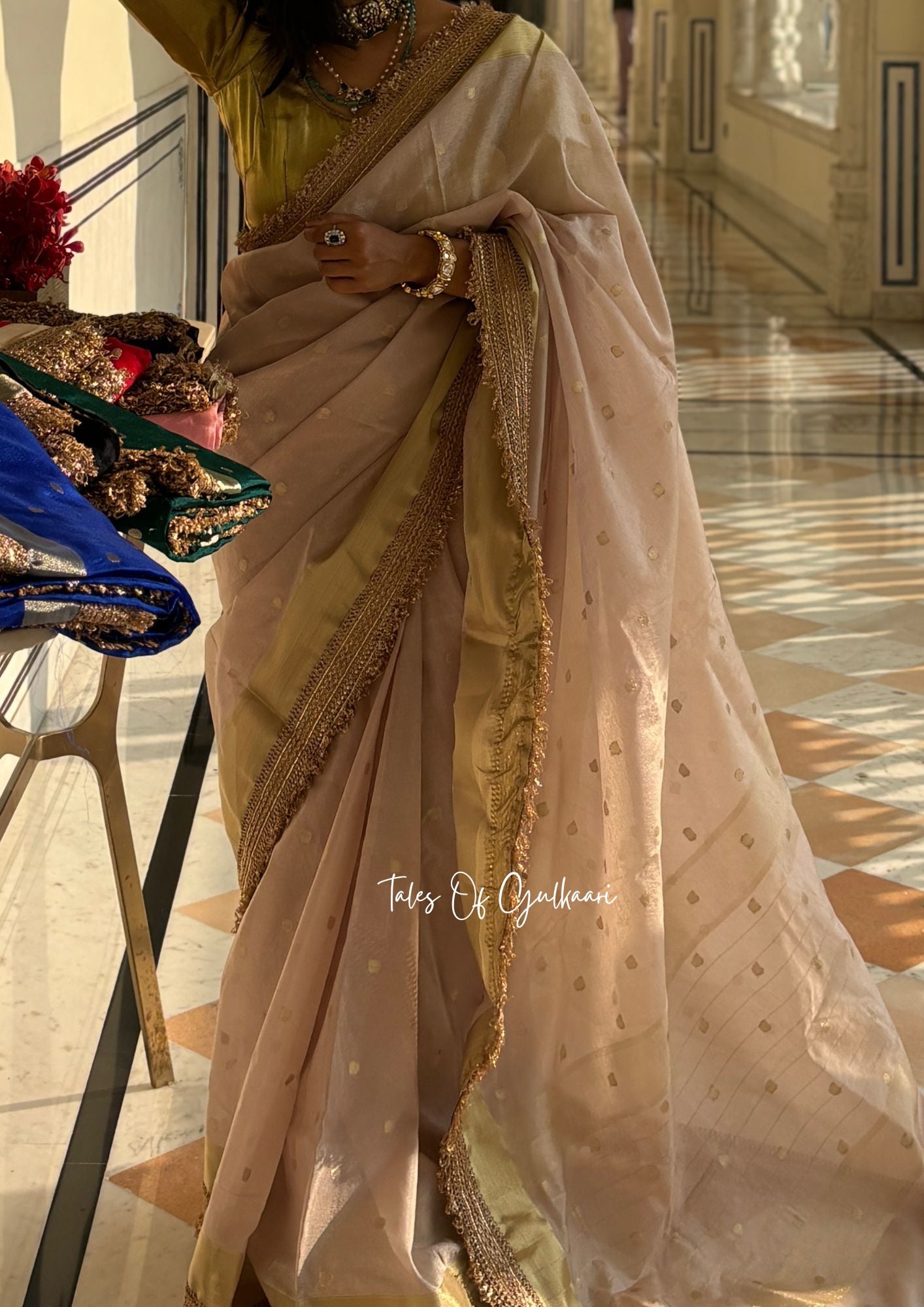 The Beige - Soft Banarasi Silk from the Laal-Husn design with Gotappati lace work