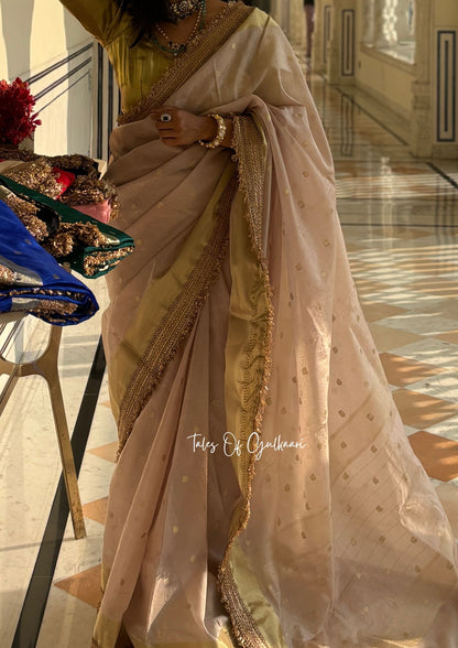 The Beige - Soft Banarasi Silk from the Laal-Husn design with Gotappati lace work