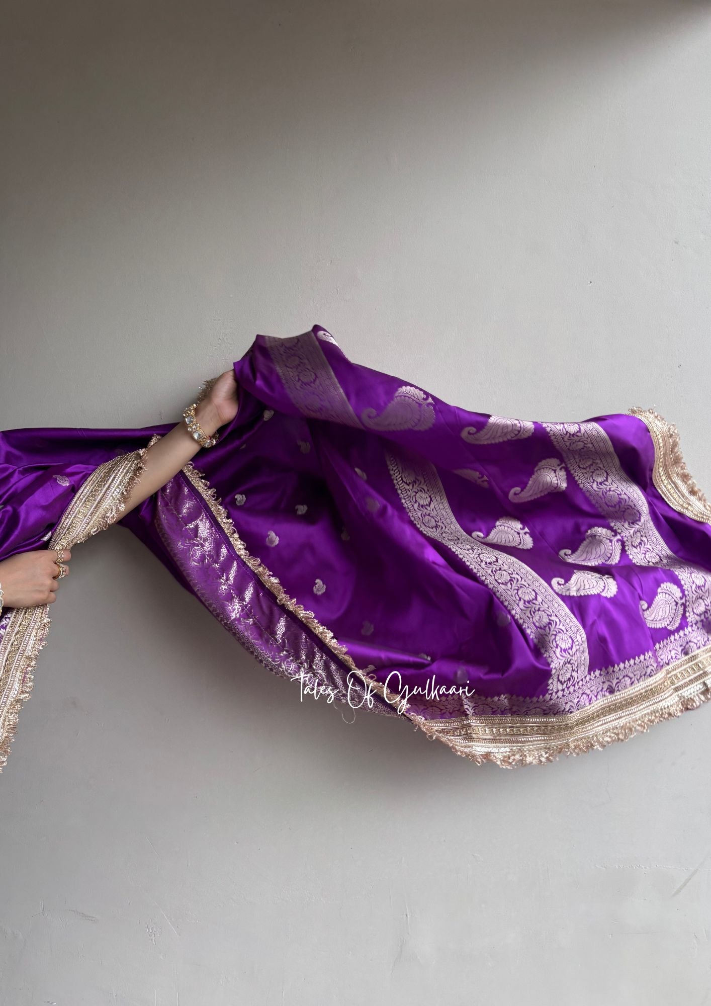 The Nazakat ~ Soft Silk Saree In Lavender with Lace Work