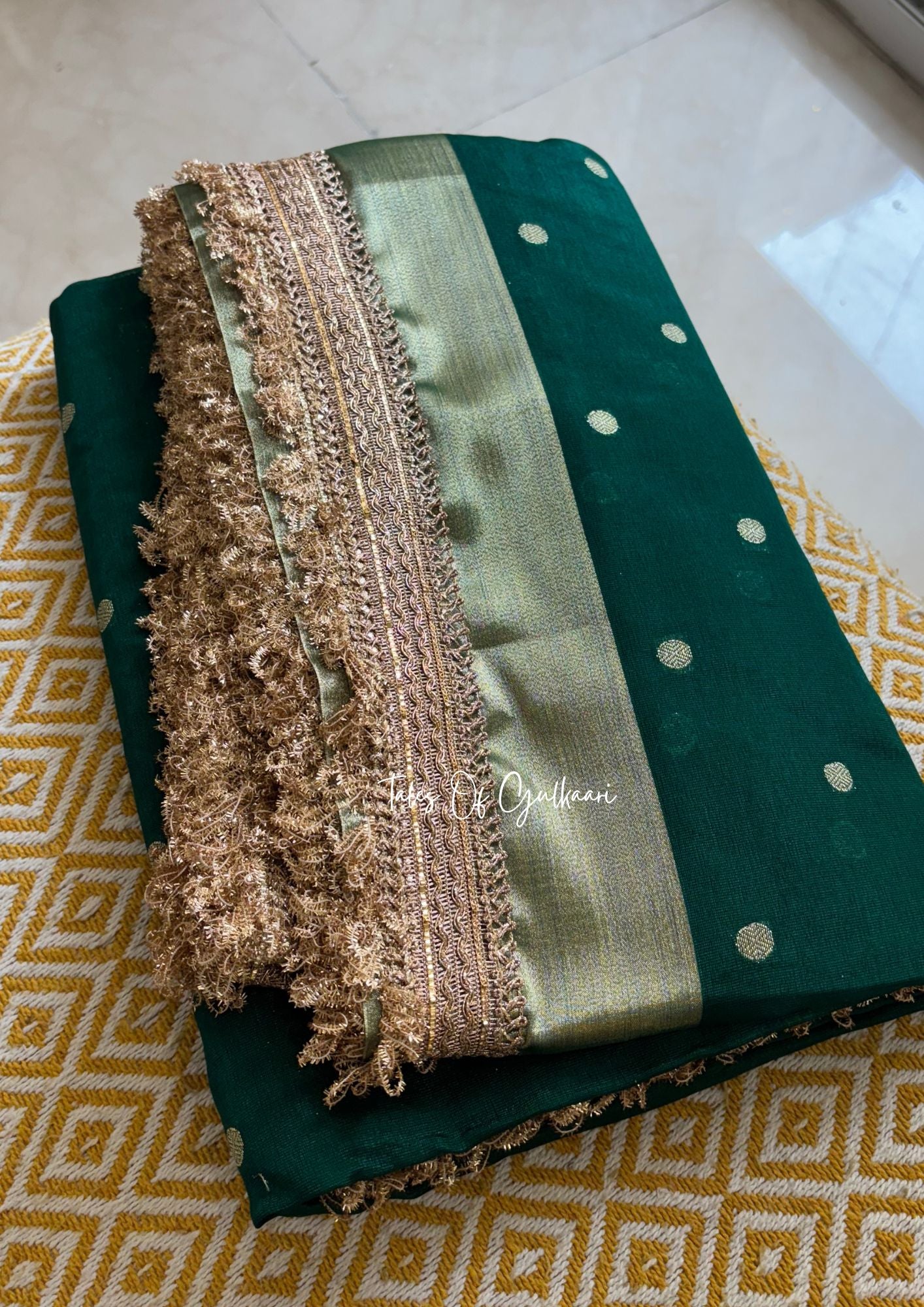 The Green - Soft Banarasi Silk from the Laal-Husn design with Gotappati lace work (Copy)