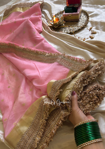 The Peachy ~ Pink - Soft Banarasi Silk from the Laal-Husn design with Gotappati lace work